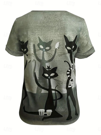 Women's Halloween Black Cat Tee