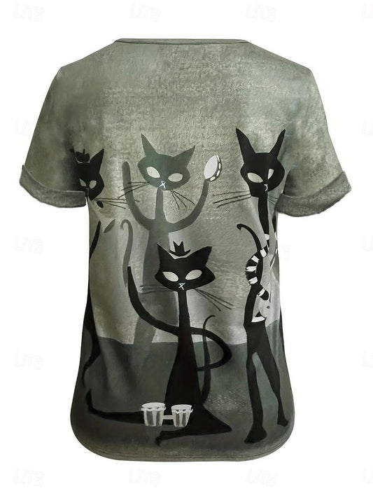 Women's Halloween Black Cat Tee