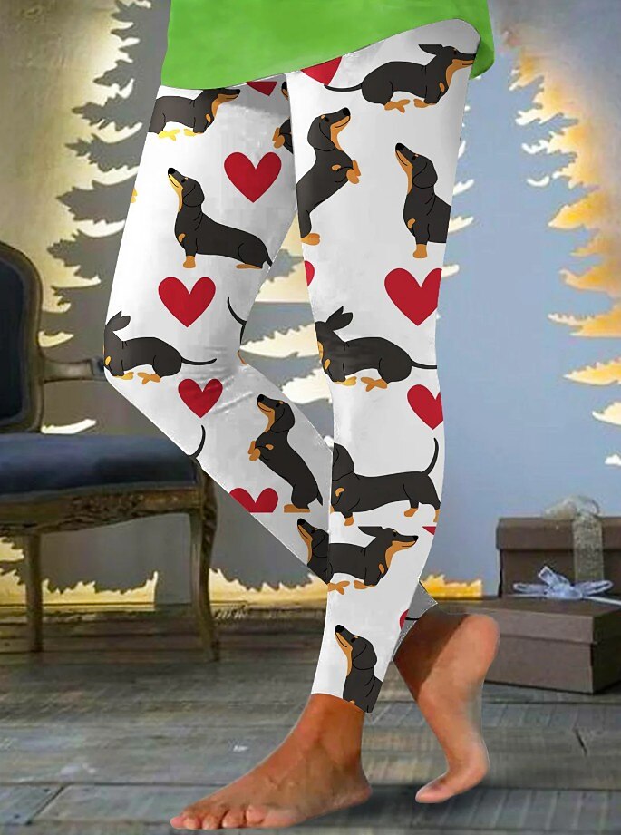 Colorful Christmas Print Thermal Leggings