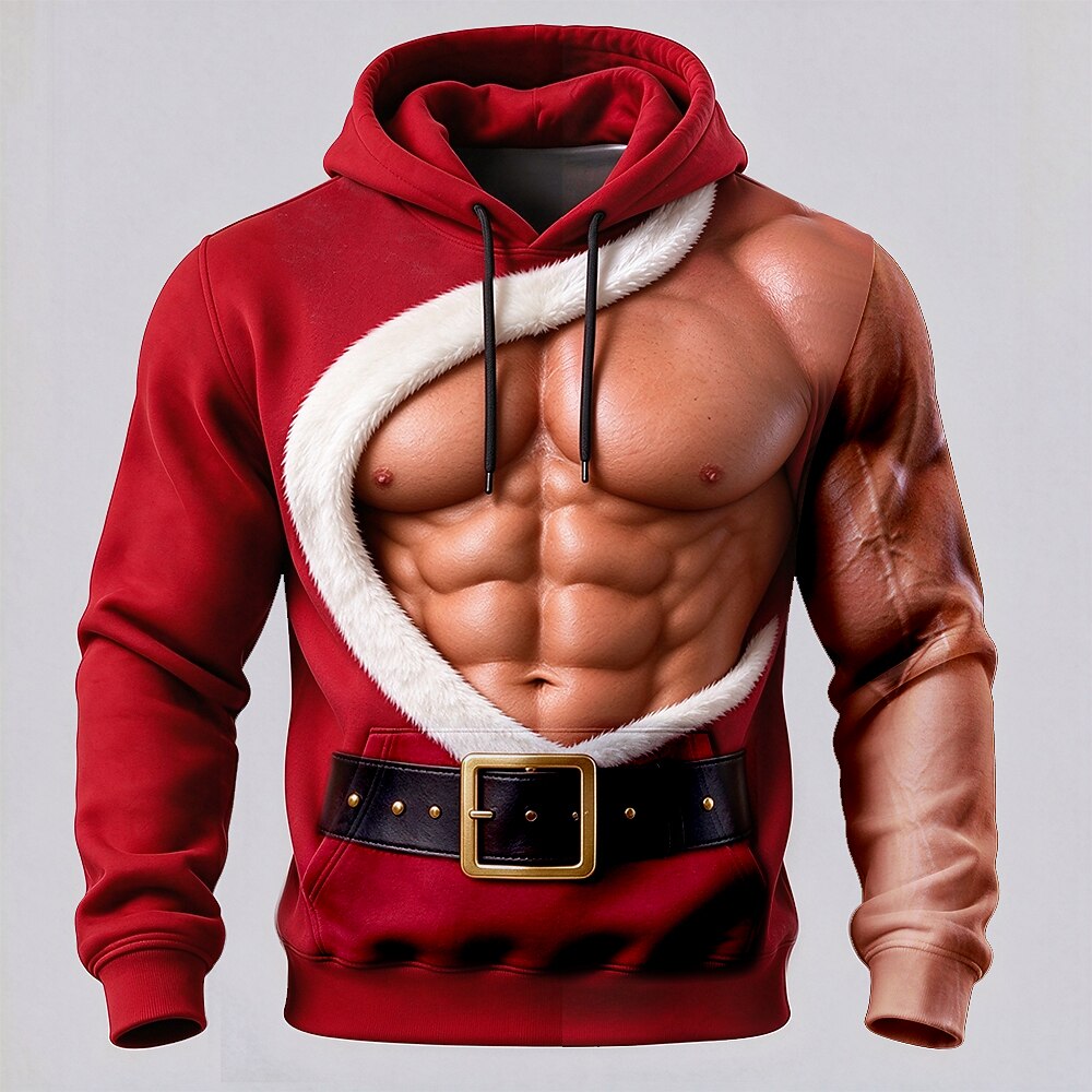 Men's Simulation Print Christmas Hoodie