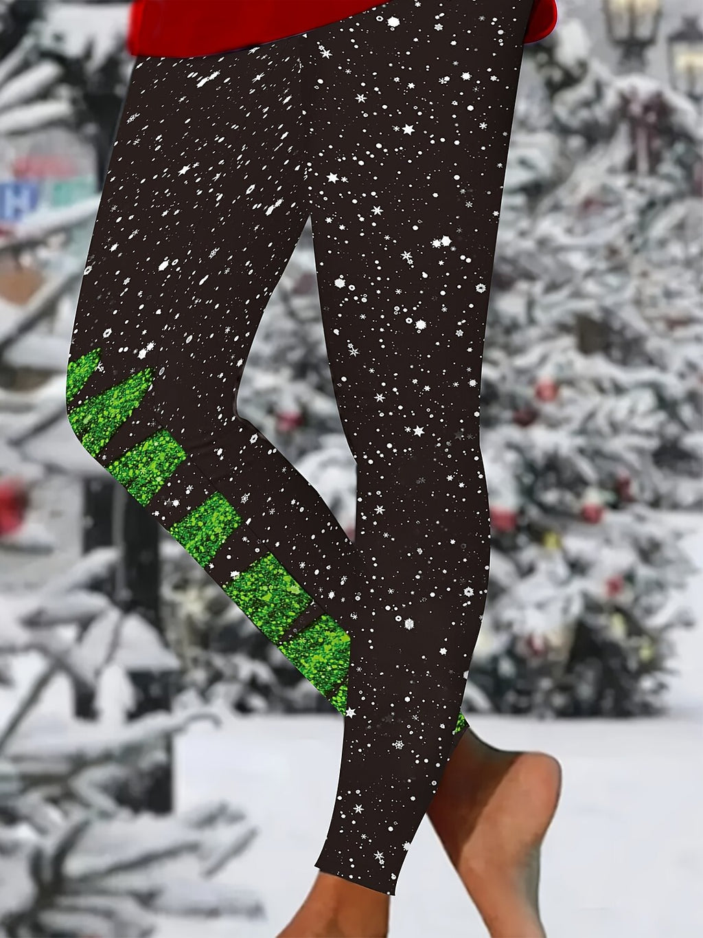 Warm Thermal Graphic Christmas Leggings