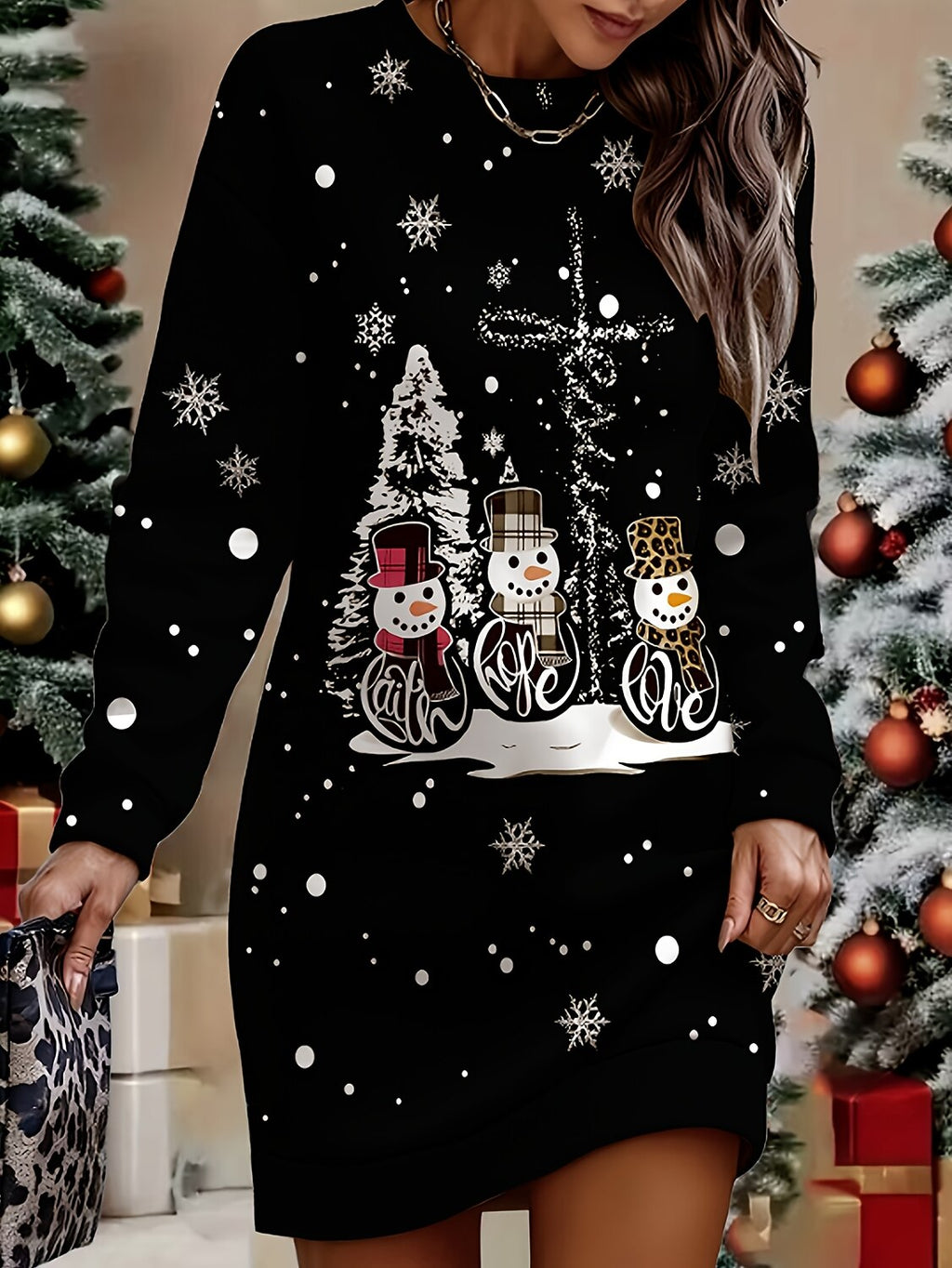 Women's Christmas Graphic Modern Dress