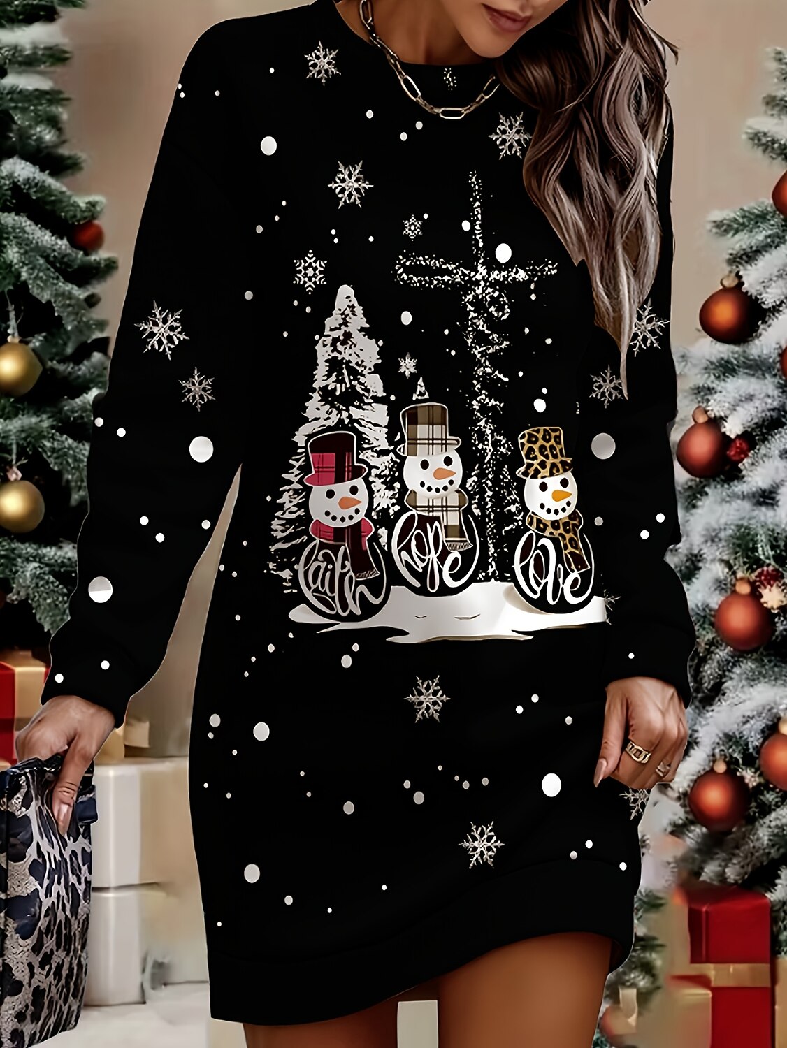 Women's Christmas Graphic Modern Dress
