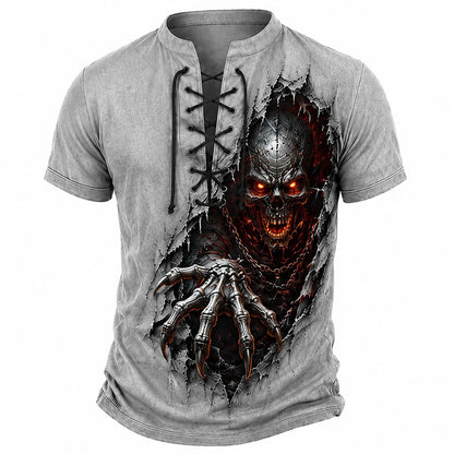 Men's Skull Grim Reaper Henley Shirt