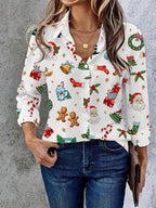 Women's Vintage Christmas Tree Button Shirt