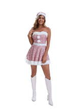 Sequined Santa Mrs Claus Costume & Hat Set