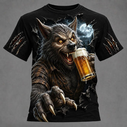 Men's Werewolf Shadow Graphic Casual Tee