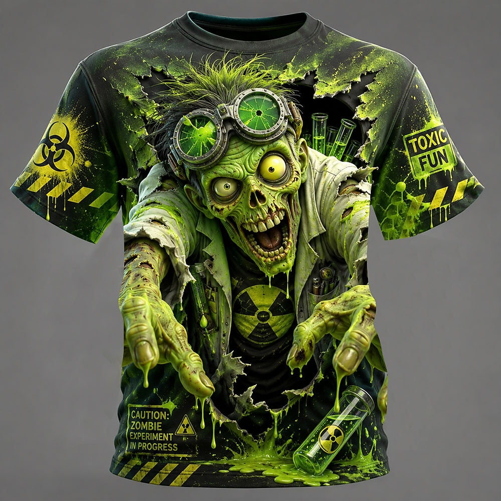 Men's Zombie Skull Gothic Print T-Shirt