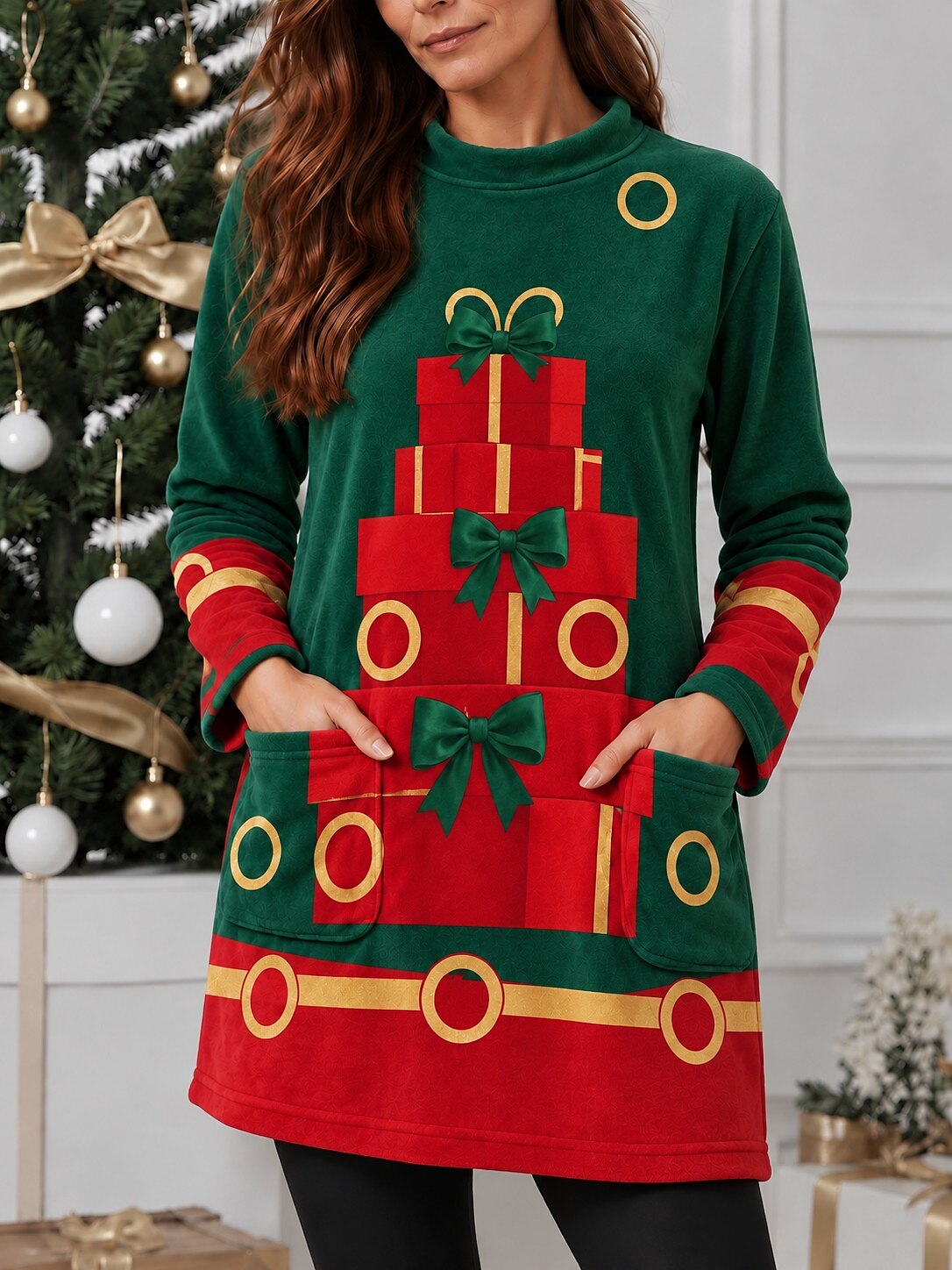 Christmas Tree Snowflake Long Sweatshirt