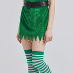 Funny Elf Holiday Costume Dress & Hat Set
