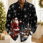 Men's Santa Claus Printed Button Up Shirt