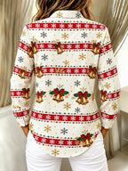 Women's Santa Snowman Christmas Button Shirt