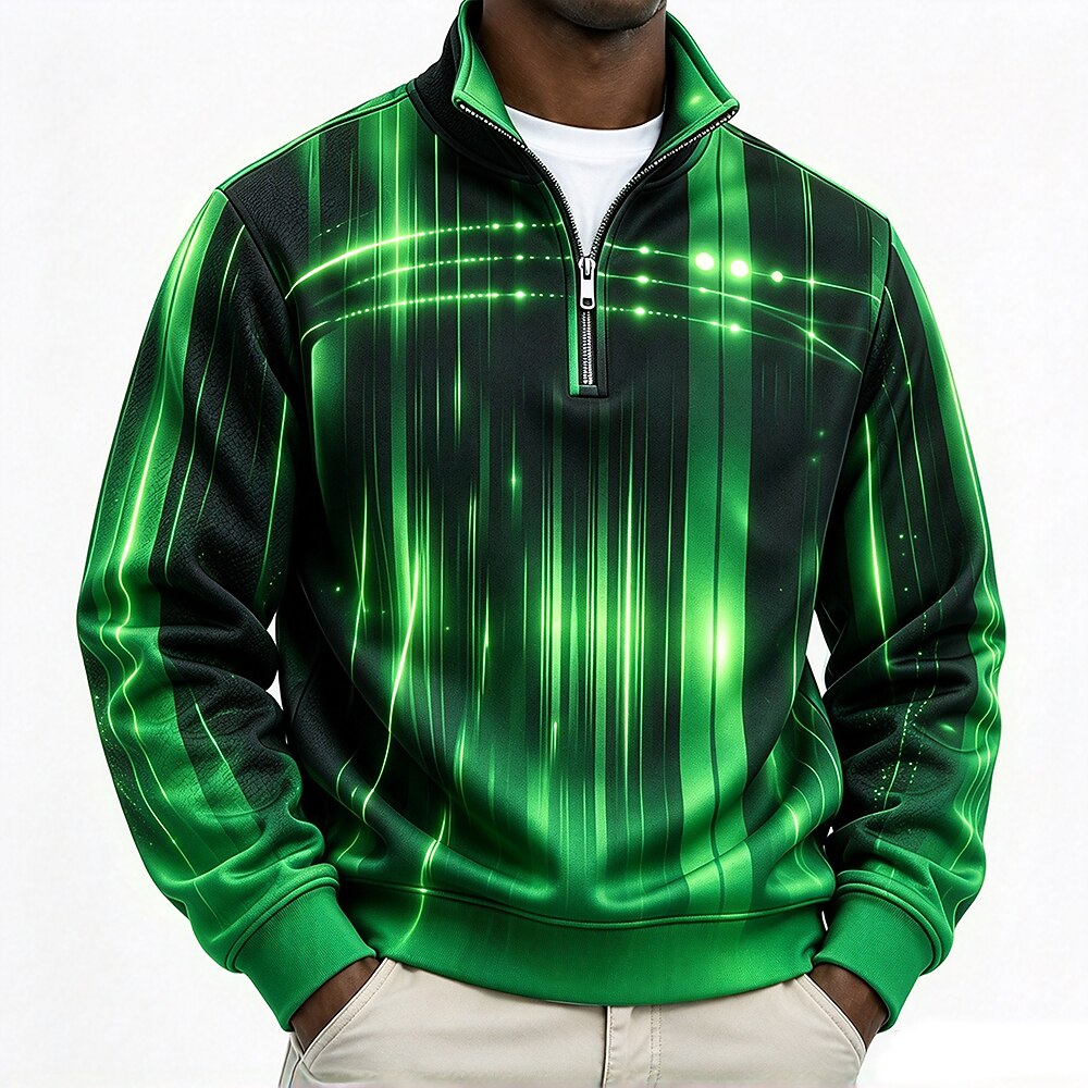 Vertical Striped Quarter Zip Sweatshirt