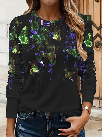 Women's Butterfly Garden Floral Graphic Tee