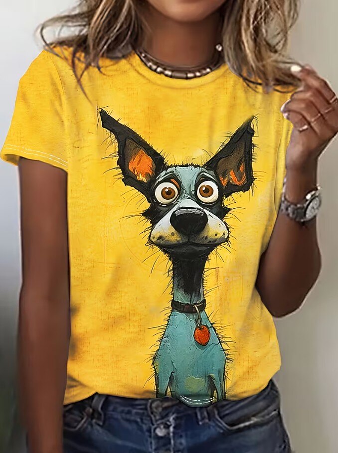 Women's Colorblock Cat Charm Graphic Tee