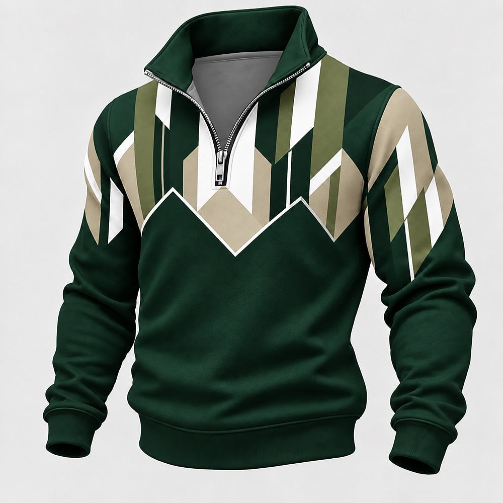 Classic Geometric Half Zip Sweatshirt