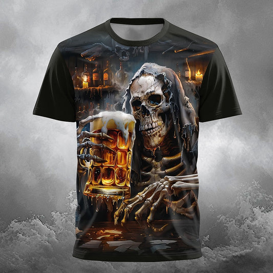 Men's Halloween Haunted Skull Graphic Tee