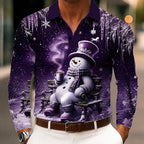 Snowman Christmas Long Sleeve Polo Shirt