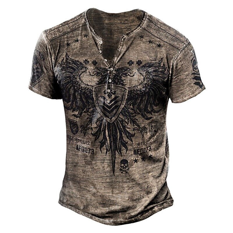 Men's Skull Eagle Halloween Henley