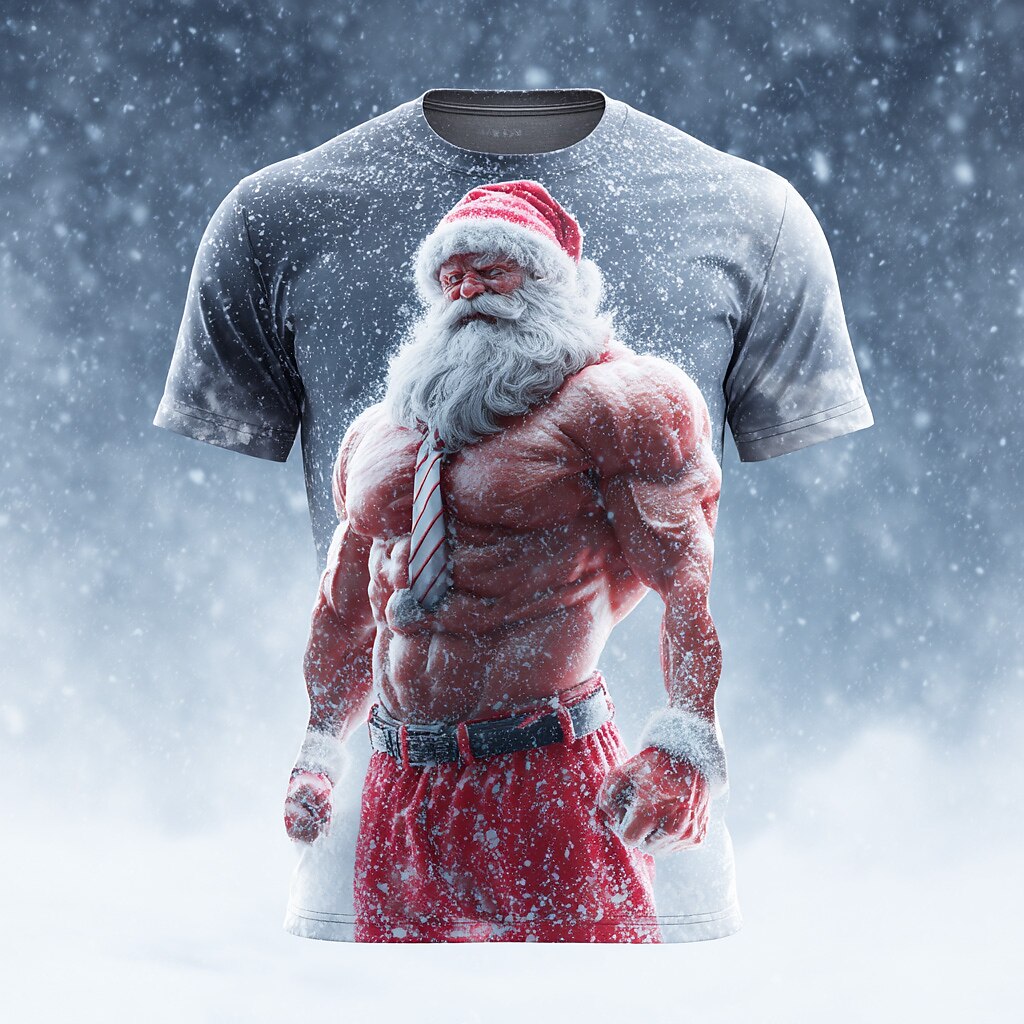 Muscle Santa Christmas Graphic Tee