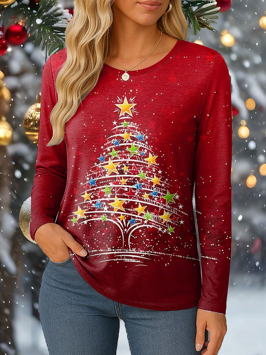Women's Christmas Tree Graphic Longsleeve Tee