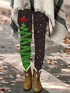 Warm Thermal Graphic Christmas Leggings