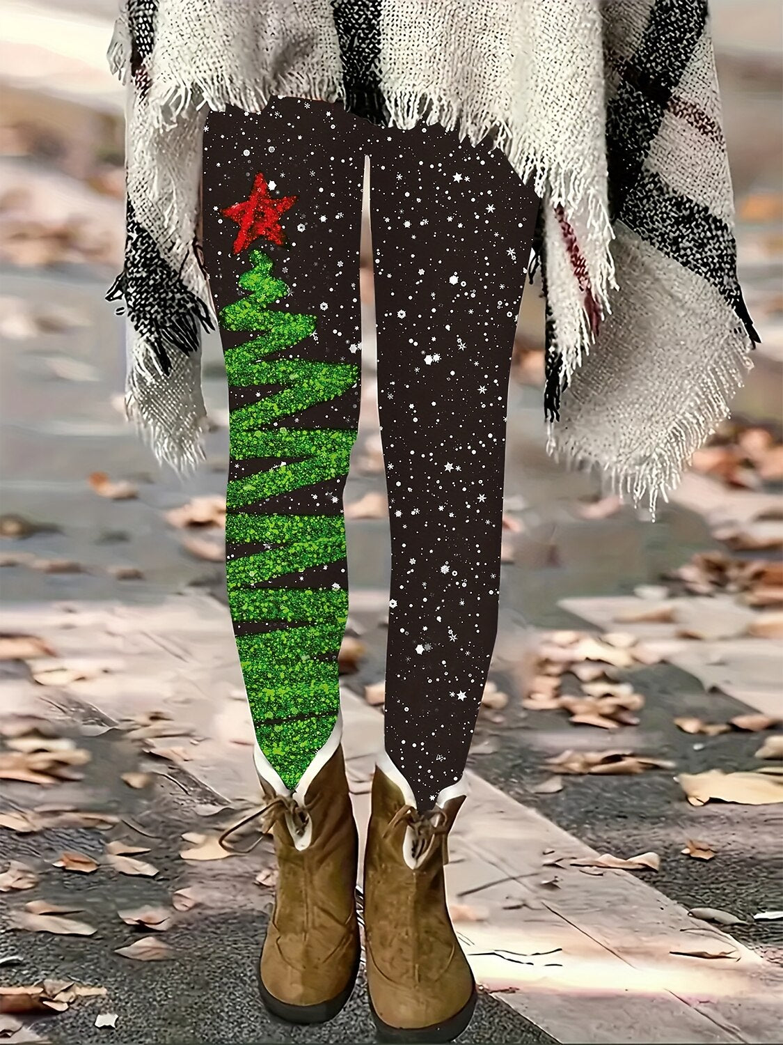 Warm Thermal Graphic Christmas Leggings