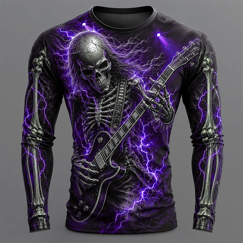 Men's Skull Skeleton Guitar 3D T-Shirt
