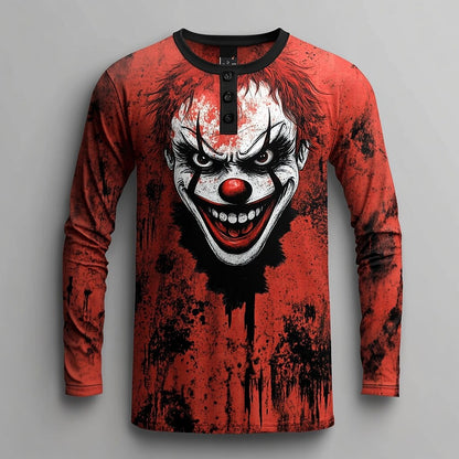 Men's Creepy Clown Halloween Henley