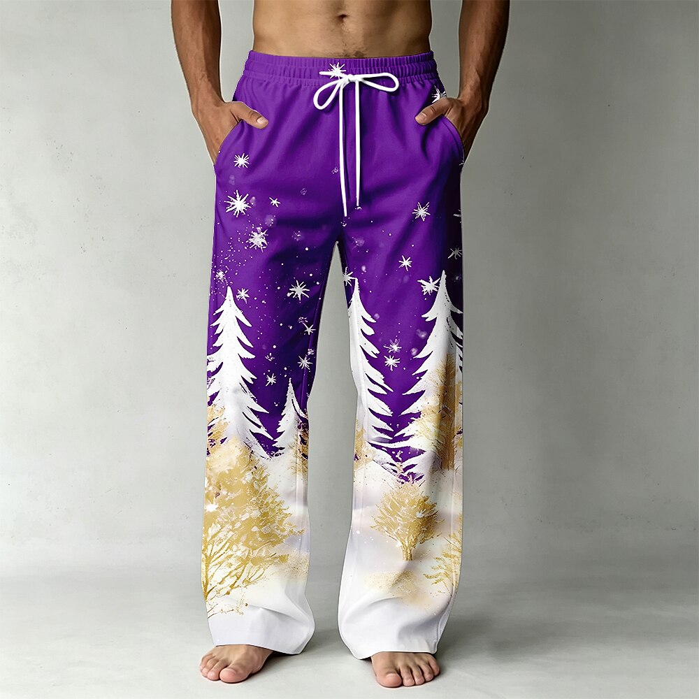 Christmas Tree Snowflake Drawstring Trousers