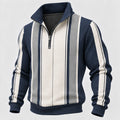 Stand Collar Geometric Zipped Sweatshirt