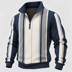Stand Collar Geometric Zipped Sweatshirt