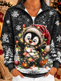 Women's Snowflake Half Zip Pullover Sweatshirt