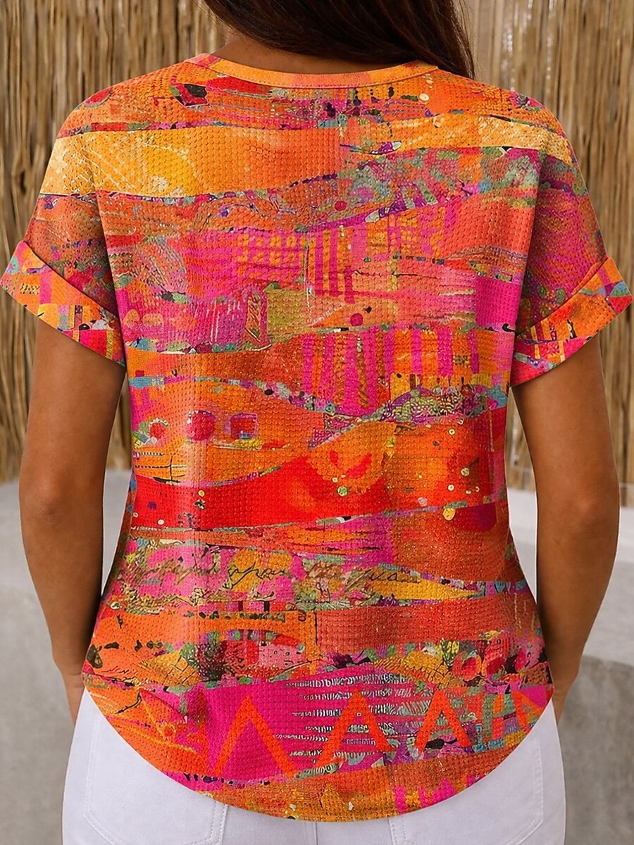 Women's Colorblock Geometric Art Graphic Tee