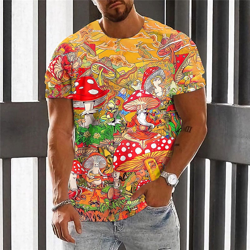 Men's Psychedelic Mushroom Monster Graphic Tee