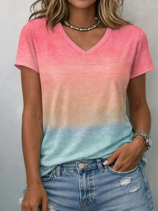 Women's Gradient Geometry Art Graphic Tee