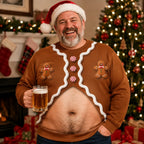 Christmas Gingerbread Fake Belly Crewneck Sweatshirt