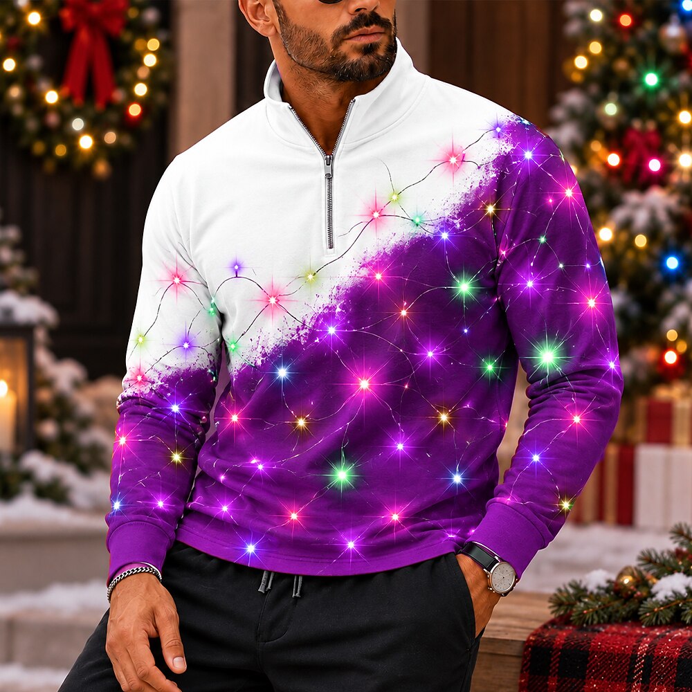 Christmas Lantern Quarter Zip Polo Shirt