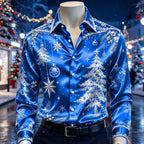 Men's Christmas Bauble Print Satin Shirt