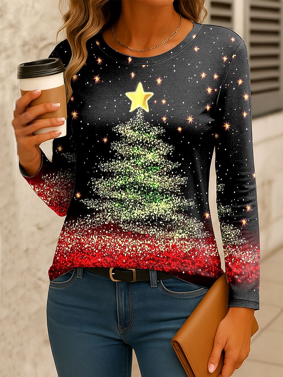 Women's Christmas Tree Snowflake Longsleeve Tee