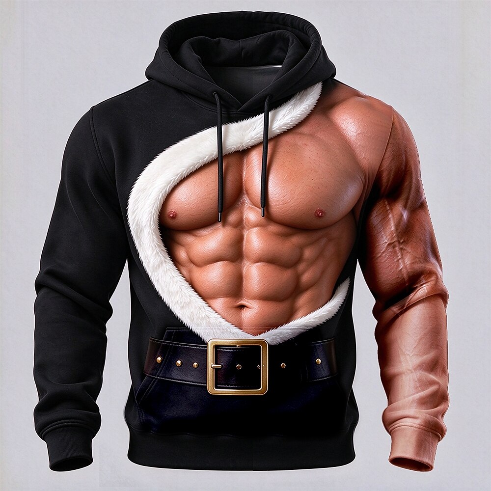 Men's Simulation Print Christmas Hoodie