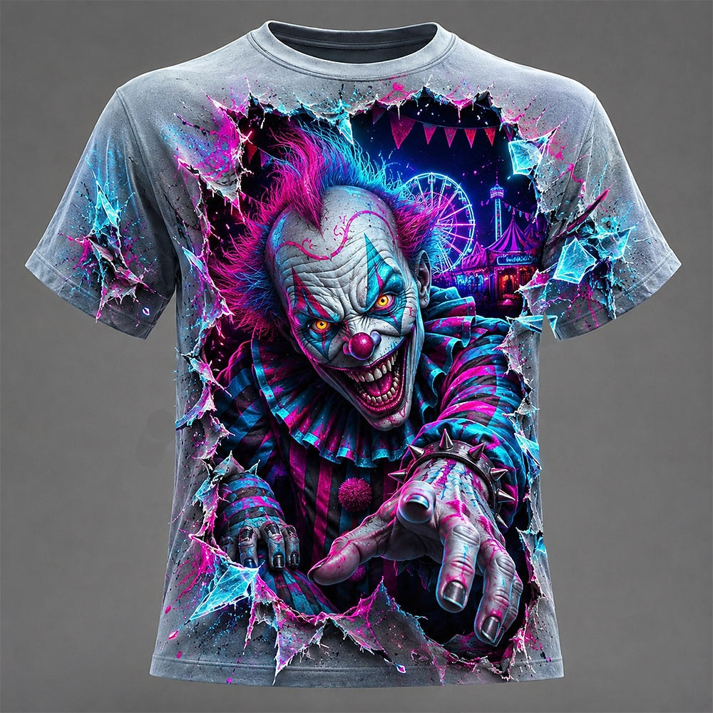 Men's Vivid Creepy Clown Halloween Tee
