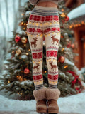 Reindeer Snowflake Fleece Lined Christmas Leggings