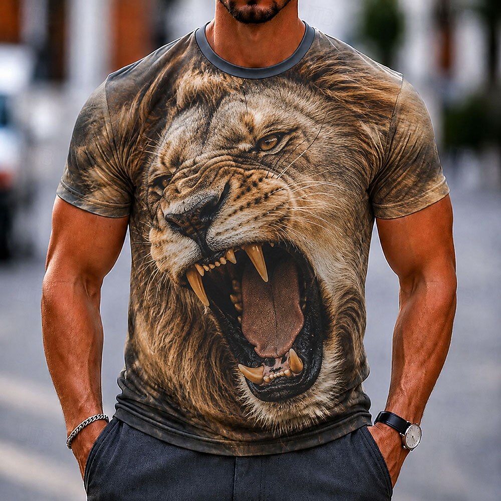 Men's Wild Lion Animal Graphic Tee