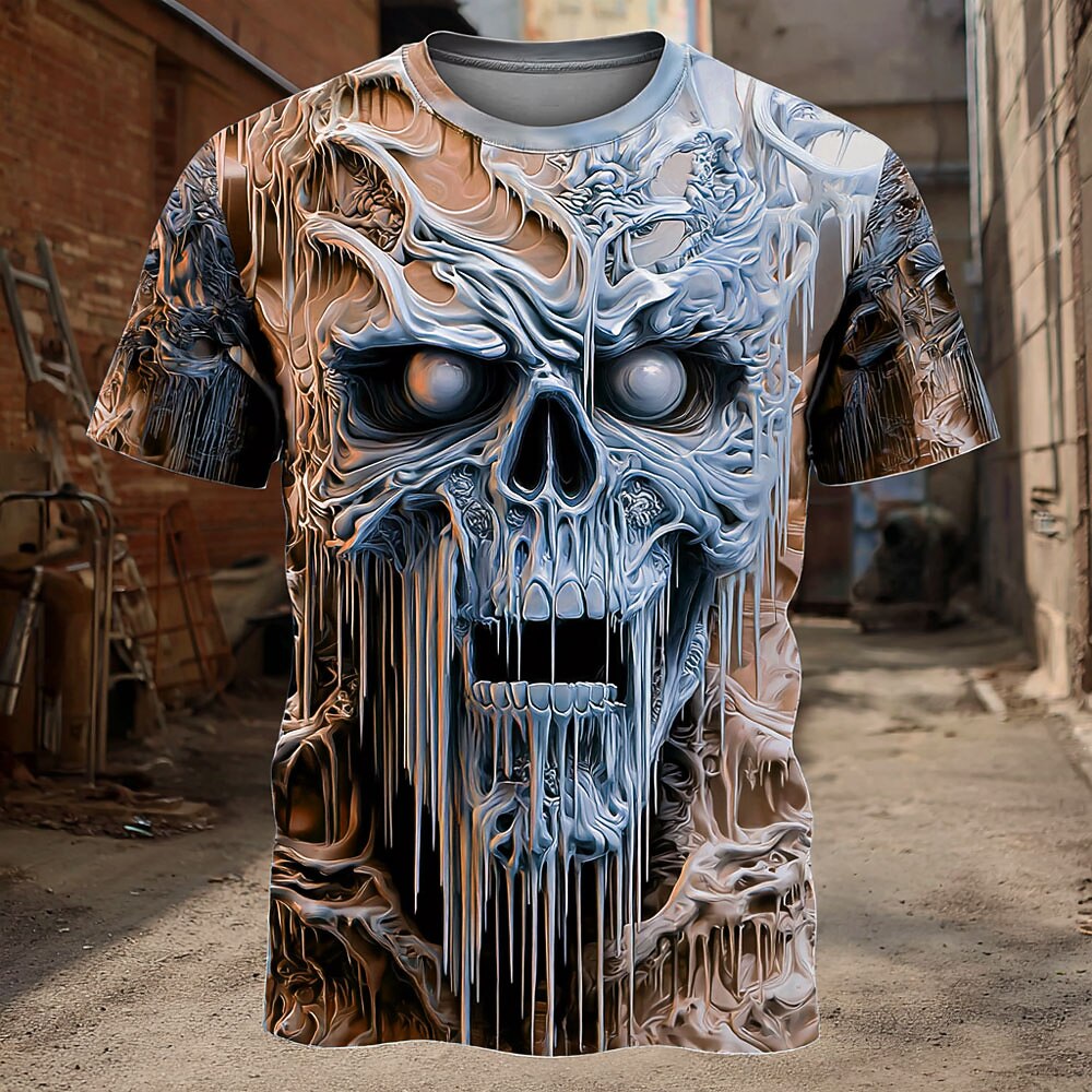Men's Colorful Skull Illusion Graphic Tee