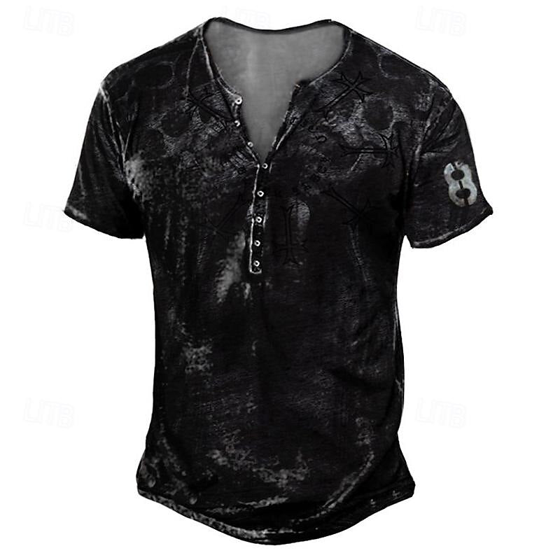 Men's Skull Eagle Halloween Henley