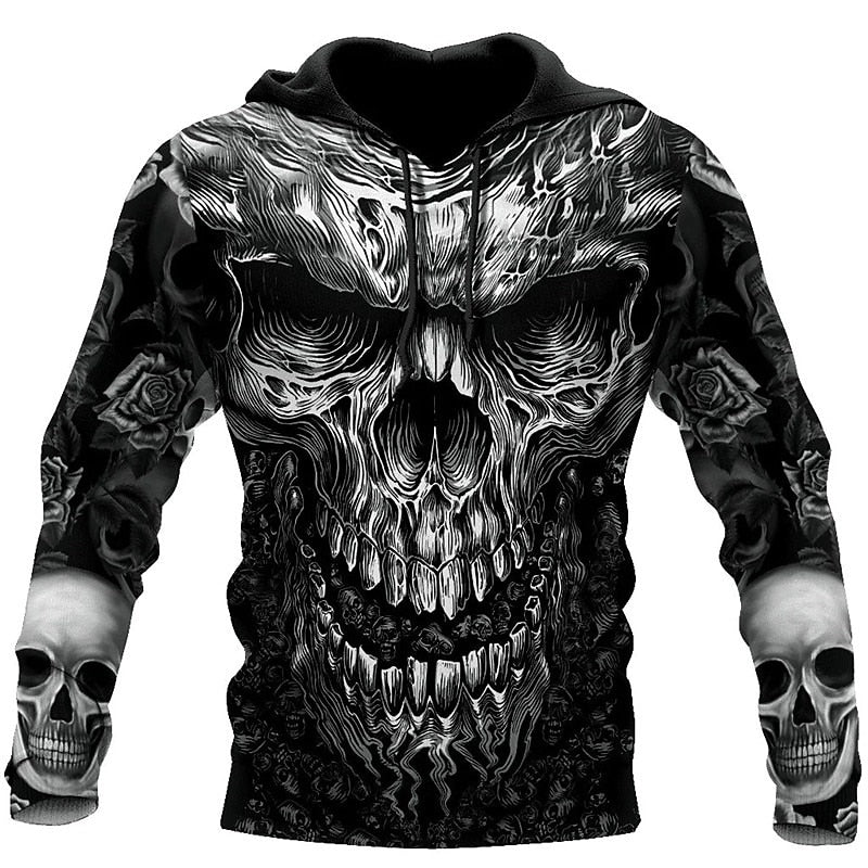 Men's Dark Grim Reaper Skull Hoodie