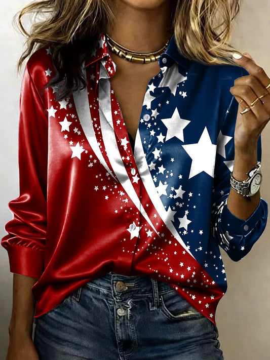 Women's Vintage Flag Long Sleeve Shirt