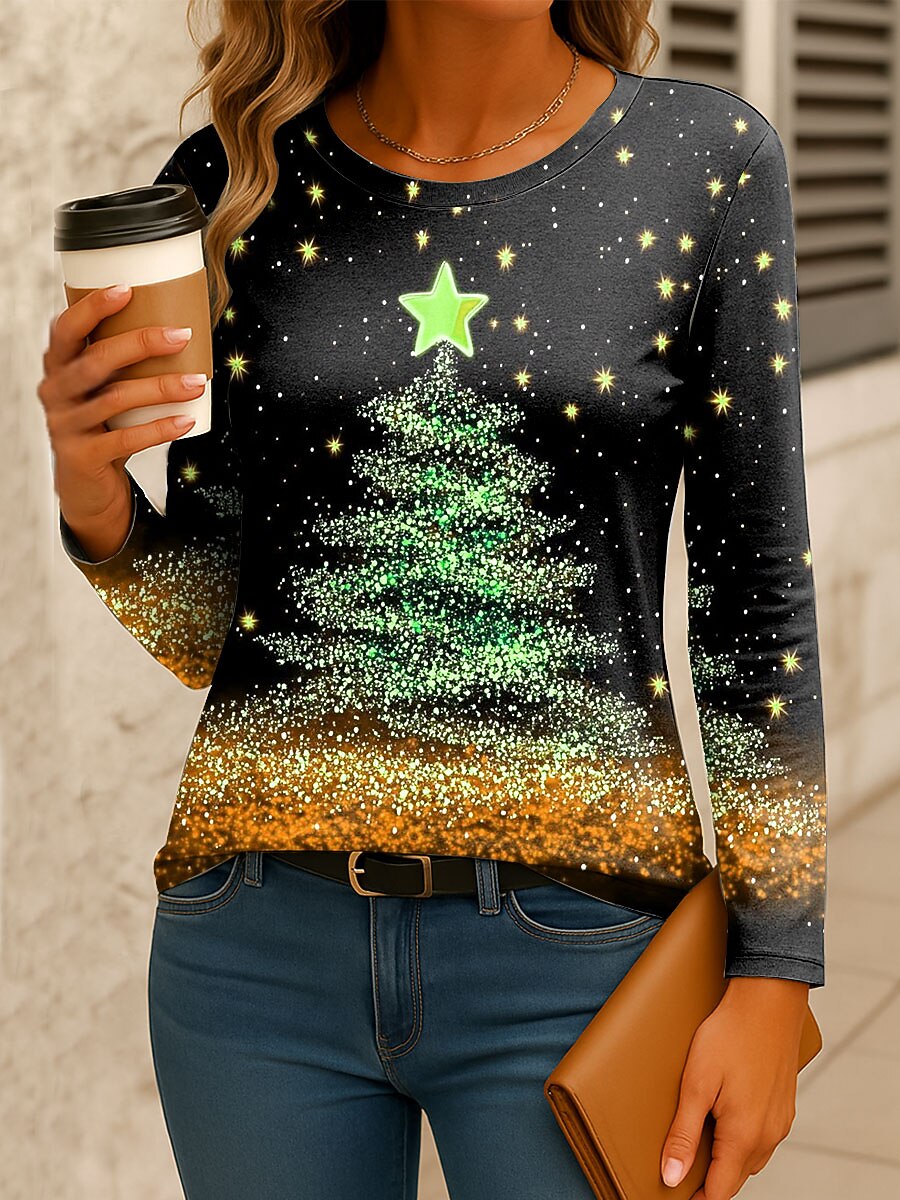 Women's Christmas Tree Snowflake Longsleeve Tee