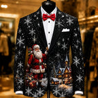 Men's Santa Claus Holiday Print Blazer
